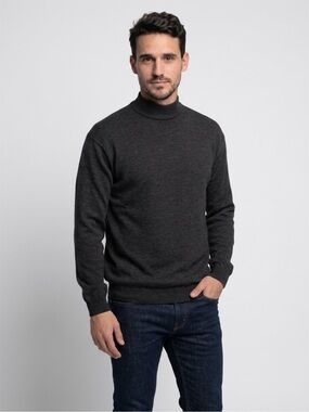 Halogen Charcoal Extrafine Merino Wool Mock Neck Sweater | XL | Made in Italy